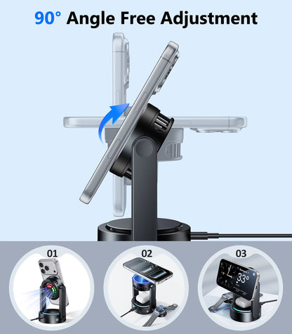 Eary 3 in 1 Wireless Charging Station for Apple for Magsafe Charger Stand for Iphone 17 16 15 14 for Airpods for Iwatch Series