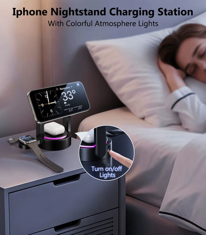 Eary 3 in 1 Wireless Charging Station for Apple for Magsafe Charger Stand for Iphone 17 16 15 14 for Airpods for Iwatch Series